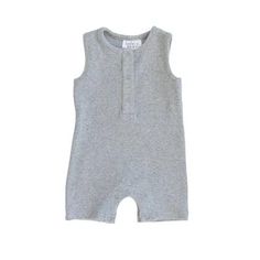 Mebie Baby Ribbed Short Romper, Heather Grey - Wild Ivy Layette Set, Children's Boutique, Muslin Cotton, Grey Shorts, Short Rompers