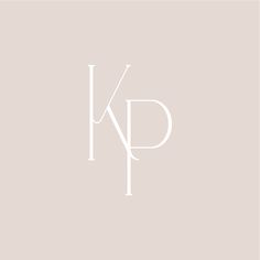 the letter kp in white on a beige background