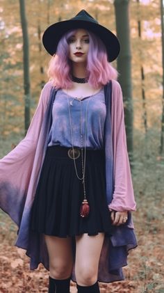 Garden Goth Fashion, Rave Modest Outfit, Cold Weather Witchy Outfits, Color Goth Outfits, Cottage Goth Aesthetic Outfits, Pink Witchy Outfits, Urban Witch Outfit, Pastel Witch Aesthetic Outfit, Whimsical Gothic Outfits