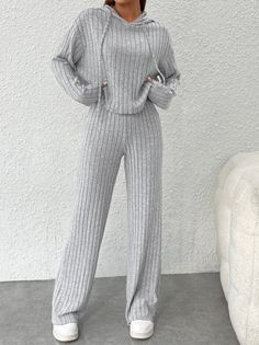 Zolucky offers stylish and concessional Two-Piece Sets.. SPU: 2941XTW85CEC8, Color: Light Gray Wine Red, Sleeve Length:Long Sleeve, Thickness:Regular. Wide Leg Pants Outfits, Drop Shoulder Top, Leg Pants Outfit, Top And Pants Set, Loungewear Set, Casual Sets, Drawstring Hoodie, Outfit Casual, Outfit Set