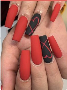 Red Matte Nails, Matte Acrylic Nails, Vday Nails, Valentines Day Nails, Nails Valentines