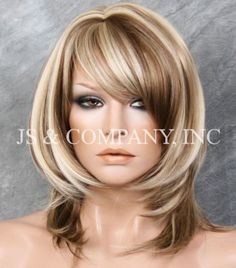 Medium Layered Hair, Lace Front Human Hair Wigs, Blonde Hair Looks, Shoulder Length Hair Cuts, Layered Bob, Lace Front Human Hair, Going Gray