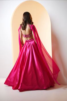 Pink Meera Lehenga Set - Rashika Sharma - East Boutique Pink Pre-draped Floor-length Saree For Navratri, Pink Floor-length Pre-draped Saree For Navratri, Pink Embellished Pre-draped Saree For Navratri, Embellished Pink Pre-draped Saree For Navratri, Pink Embellished Pre-draped Saree For Festivals, Embellished Pink Pre-draped Saree For Festivals, Pink Floor-length Pre-draped Saree With Zari Work, Fitted Floor-length Pink Pre-draped Saree, Elegant Pink Lehenga For Navratri