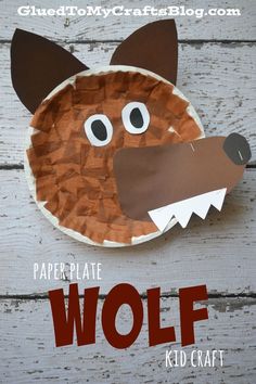 a paper plate wolf craft with the words, paper plate wolf kid craft on it