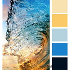 an ocean wave is shown with color swatches