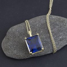 Sapphire necklace blue sapphire gold necklace necklace | Etsy Gold Sapphire Necklace, Blue Sapphire Pendant, Sapphire Necklace Pendants, Emerald Blue, Sapphire Solitaire, Solitaire Pendant Necklace, Wear Necklaces, Solitaire Necklaces, Sapphire Pendant