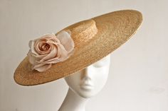 Montpellier Rose Hat - Beautiful Wide-Brimmed Wedding Hat - Silk & Straw by AndTheyLovedHats on Etsy https://www.etsy.com/listing/780095357/montpellier-rose-hat-beautiful-wide Classic Fitted Boater Hat For Garden Party, Elegant Gold Straw Hat With Flat Brim, Classic Mini Hats For Spring Wedding, Classic Spring Wedding Straw Hat, Classic Straw Hat For Spring Wedding, Elegant Adjustable Straw Hat For Church, Classic Gold Hat For Formal Occasions, Elegant Flat Brim Straw Hat For Church, Classic Brimmed Mini Hat For Wedding