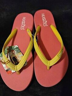 Yellow Flip Flops, Thrift Store Fashion, Women Pink, Flip Flop, Flip Flop Sandals, Pink Yellow, Women's Shoes Sandals, Thrift Store, Flip Flops