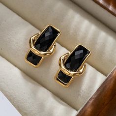 49263882273089 Chic Rectangular Evening Earrings, Black Rectangular Earrings For Formal Occasions, Formal Black Rectangular Earrings, Elegant Black Rectangular Earrings, Beauty In Simplicity, Vintage Jewelry Necklace, Black Earrings, Metal Earrings, Butterfly Earrings