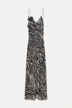 RUFFLED LONG ANIMAL PRINT DRESS - Zebra | ZARA United States Chic Dresses With Lined Ruffled Straps, Chic Lined Dresses With Ruffled Straps, Chic Dresses With Ruffled Straps And Lined, Ruffled Slip Dress With V-neck, Chic Maxi Dress With Ruffled Straps, Zara Chic Slip Dress With Spaghetti Straps, Ireland Dress, Zebra Dress, Animal Print Dress