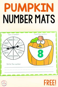 pumpkin number mats with the text, free printable for kids to practice counting numbers