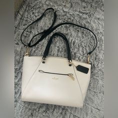 Cream Leather Bag. No Marks Or Wear. Nwt White Coach Evening Bag, White Coach Shoulder Bag With Adjustable Strap, White Crossbody Satchel With Removable Pouch, White Satchel Bag With Handle Drop, White Coach Shoulder Bag For Formal Occasions, Formal White Coach Shoulder Bag, White Coach Bag With Removable Pouch, White Coach Shoulder Bag With Double Handle, White Coach Satchel Shoulder Bag