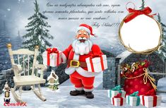 a christmas card with santa claus and presents