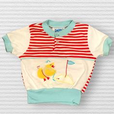 Brand Is Doug’s Golfing Duck Nos New With Tags Red And White Striped New Vintage Condition Golf Flag, Striped Polo Shirt, Henley Top, Red And White Stripes, Vintage 60s, Kids Tops, Vintage Children, New Vintage, Vintage Shirts