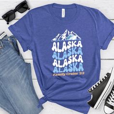 Alaska Cruise Shirt Family Matching Group Vacation Tshirts - Etsy Family Matching Blue Shirt With Letter Print, Blue Pre-shrunk Family Matching Shirt, Family Matching Blue Pre-shrunk Shirt, Blue Family Matching Shirt With Letter Print, Family Matching Blue Tops With Name Print, Blue T-shirt With Name Print For Family Matching, Family Matching Blue T-shirt With Name Print, Blue Cotton Family Matching T-shirt, Casual Crew Neck T-shirt For Family Vacation