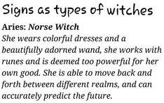 a poem written in black and white with the words signs as types of witches