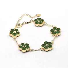 Flower Power Bracelet Nwt Spring Flower Metal Bracelets, Spring Flower-shaped Metal Bracelets, Elegant Green Bracelet With Flower Charm, Bracelet Clover, Flower Language, Blossom Bracelet, Happiness Meaning, Power Bracelet, Amethyst Wedding