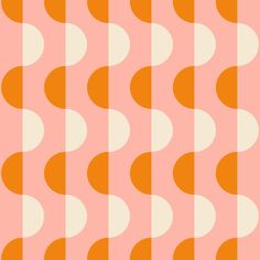 an orange and white geometric pattern with circles on pink background for wallpaper or fabric