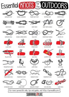 Essential Knots Every Survivalist Needs To Know Poster High quality resin-coated photo base paper. Satin photo finish, maximum color gamut, dmax, and image resolution Essential Knots, Scout Knots, Fishermans Knot, Camping Knots, Survival Knots, Knots Guide, Sailor Knots, Knots Diy