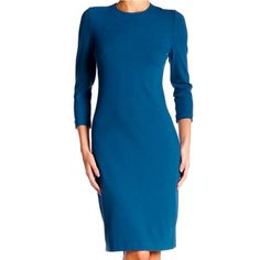 Vince Teal Knee Length Sheath Dress Perfect Condition Worn Once Midi Long Sleeve Dress With Round Neckline And Zipper Closure On Center Back. Classic Style. 69% Viscose, 24% Nylon, 7% Elastane Long Sleeve Midi Dress, Sheath Dress, Round Neckline, Knee Length, Classic Style, Colorful Dresses, Long Sleeve Dress, Womens Dresses, Women Shopping