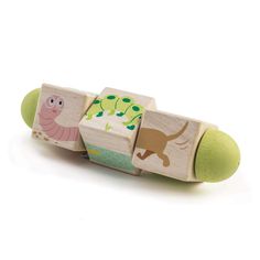 a wooden toy with animals on it