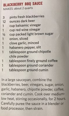 the recipe for blackberry bbq sauce is shown here