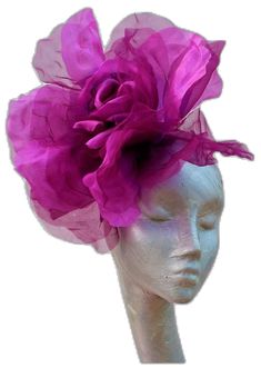 Rose-colored Fascinator For Party, Elegant Purple Flower Fascinator, Purple Summer Fascinator With Handmade Flowers, Summer Purple Fascinator With Handmade Flowers, Purple Handmade Flowers Fascinator For Party, Purple Party Fascinator With Handmade Flowers, Purple Fascinator With Handmade Flowers For Parties, Dark Magenta, Flower Fascinator