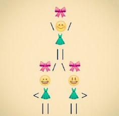 a group of emoticions with bows on their heads are arranged in the shape of a pyramid