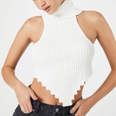 Brand: Forever 21 Size: Small Color: White Condition: Brand New Material: 61% Cotton, 39% Acrylic **Tag Still On** Trendy White Ribbed Crop Top, Trendy White Knit Top For Fall, White Trendy Turtleneck Top, Trendy White Turtleneck Top, Trendy Fitted Turtleneck Knit Top, Trendy Stretch Knit Top With High Neck, Trendy Ribbed Turtleneck Top, Winter White Crop Top, Trendy Stretch High Neck Knit Top