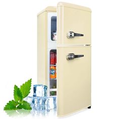 an old fashioned refrigerator with ice and mint