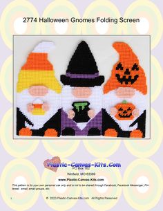 an image of halloween gnomes for the cross stitch pattern, which is also available