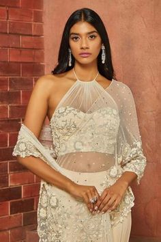 Shop for Shloka Khialani White Georgette Ruffle Lehenga Saree With Blouse for Women Online at Aza Fashions Ruffle Lehenga, Fashionable Saree, Fashionable Saree Blouse Designs, Ruffle Saree, Hand Work Blouse, Fishtail Skirt, Lehenga Saree, Fashionista Clothes, Blouse For Women