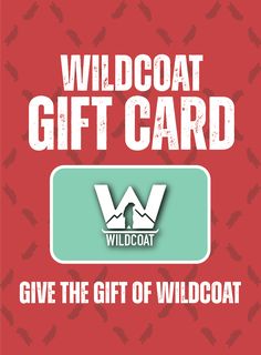 the wildcoat gift card is displayed on a red background