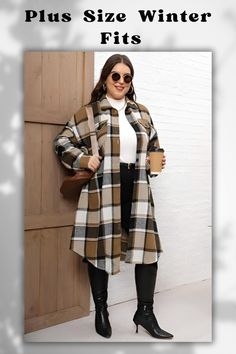 Upgrade your winter outfits plus size collection with this plaid shacket, perfect for curvy casual looks and plus-size cold weather outfits. This loose-fit, button-down flannel shirt jacket offers an oversized style, great for layering in winter outfits plus size women love, including black women. The soft flannel cotton blend is thin but warm, making it ideal for curvy mom outfit ideas. Pair with sweaters, jeans, and boots for a cozy winter aesthetic. A versatile choice for daily wear, shopping, and casual outings in fall, winter, and spring.

#chubbyoutfitideas #winteroutfit2024 #curvymomstyle #plussizefashion #trendyplussize Curvy Mom Outfits, Oversized Flannel, Chubby Outfit Ideas, Boyfriend Coat, Plus Size Winter Outfits, Flannel Shacket, Plus Size Plaid, Tartan Shirt, Plaid Shacket