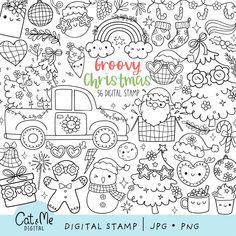 a christmas coloring page with the words, merry christmas and other holiday related items on it