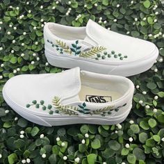 Plant Greenery Shoes Shoe Artwork, Going To The Chapel, Converse Hi, Hand Painted Shoes, Photo Proof, Racing Stripes, Be Okay, Vans Slip On, Painted Shoes