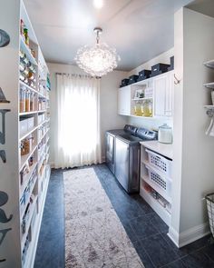 the kitchen is clean and ready to be used as a storage area for various items