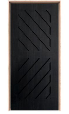 a black door with lines painted on it