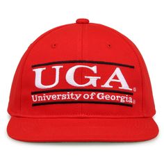 UGA hat Red Collegiate Snapback Hat For Sports Events, Collegiate Snapback Fitted Hat For College, Collegiate Fitted Hat With Flat Bill For College, Collegiate Flat Bill Fitted Hat For College, Team-colored Flat Bill Fitted Hat For College, College Team-colored Flat Bill Fitted Hat, Collegiate Red Snapback Hat For Game Day, Collegiate Snapback Cap With Embroidered Logo, Collegiate Snapback Hat With Flat Brim For Fans