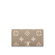 LOUIS VUITTON® - Sarah Wallet - Dove/cream Dove Cream, Louis Vuitton Sarah Wallet, Louis Vuitton Official Website, Monogram Pattern, Luxury Wallet, Louis Vuitton Official, Monogrammed Leather, Color Dorado, Press Studs