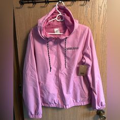 Nwt Women’s Pink Spring Jacket. Windproof And Never Been Worn. Vans Long Sleeve Outerwear For Spring, Spring Casual Vans Outerwear, Casual Vans Outerwear For Spring, Casual Spring Outerwear By Vans, Vans Jacket, Womens Utility Jacket, Vans Pink, Pink Vans, Beige Coat