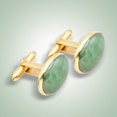 Elegant and sleek, a timeless set of oval shaped cufflinks made by hand by Guatemalan artisans. Mint Green Jade (15x12mm cabochons) 14 KT Gold Available in different Jade colors, on request Gold Cufflinks, Jade Jewelry, Green Jade, Jade Green, Mint Green, Cufflinks, Jade, Sleek, Mint