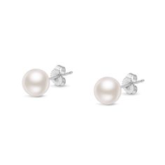 Pearls are a timeless classic, and these simple pearl stud earrings are the height of quality. These high luster Akoya cultured pearls are white with pink overtones and are perfectly round. Each pearl is set in a cup setting crafted of real 14 karat gold, a precious metal that will keep a tarnish-free shine for years to come. These studs come in your choice of white and yellow gold and your choice of pearl size, from 5.0mm-8.5mm. Pearl studs are a quintessential statement of luxury and add an ar Pearl Strands Necklace, Simple Pearl, Fine Ring, Bridal Bands, Akoya Pearls, Bracelet Collection, Pearl Stud Earrings, Fine Earrings, Pearl Size