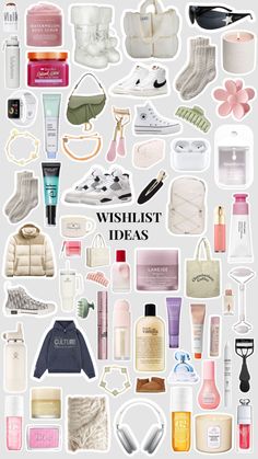 a poster with many different types of items in the shape of a circle and text that reads wishlist ideas