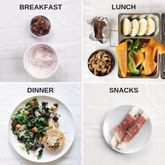 four different types of food are shown on the same plate as they appear in pictures