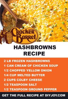 the recipe for hashbrowns is shown in this advertisement,