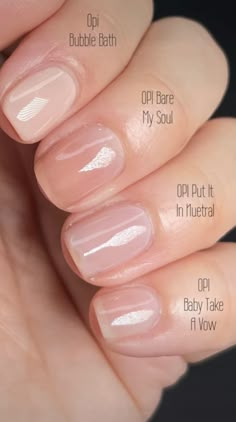 Regular Nail Polish French Tips, Elle Nail Polish, Milk Bottle Manicure Color, Nail Polish For Natural Nails, Wedding Nail Colors Bridesmaid, Clear Polish Pedicure, Honeymoon Pedicure Ideas, Pale Neutral Nails, S S Nails