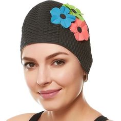 Beemo Swim Bathing Caps For Women Latex Swim Hat - Black With Pin,Green And Royal Flowers Top-Quality Accessories from Beemo A premier online retailer, Beemo is dedicated to providing high-quality products for men, women and children without the high expense. Each product is designed using high-quality materials and craftsmanship to offer the perfect combination of comfort and long-lasting use for years to come. From swim caps and goggles, to shower slippers and hot water bottles, Beemo products Black Breathable Beanie Hat, Black Sports Hats, One Size Fits Most, Black Beanie For Sports, Black Baseball Cap For Beach, Beach Black Baseball Cap, Adjustable Black Beanie Hat, Royal Flowers, Women's Swimming, Swimming Outfits