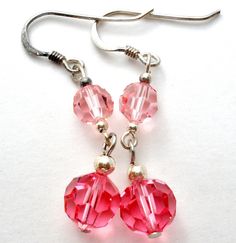 Pink Crystal Bead Earrings Sterling Silver Sterling Silver Round Bead Crystal Earrings, Adjustable Sterling Silver Beaded Crystal Earrings, Pink Nickel-free Beaded Drop Earrings, Pink Drop Earrings With Ear Wire, Sterling Silver Beaded Crystal Earrings, Nickel Free Pink Dangle Beaded Earrings, Nickel-free Pink Dangle Beaded Earrings, Pink Nickel-free Dangle Beaded Earrings, Pink Beaded Drop Crystal Earrings