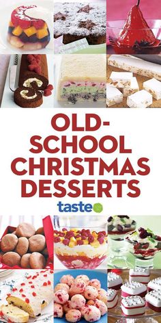 old - school christmas desserts taste book cover with images of pastries and cakes